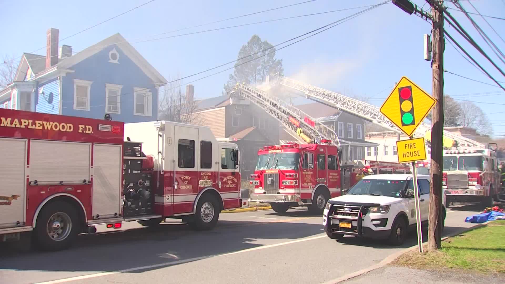 Firefighters battle a fire on Saratoga Avenue in Waterford on Thursday.
(WNYT)