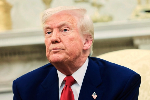 President Donald Trump attends a meeting with Israel's Prime Minister Benjamin Netanyahu in the Oval Office at the White House in Washington, Monday, April 7, 2025. (Pool via AP)